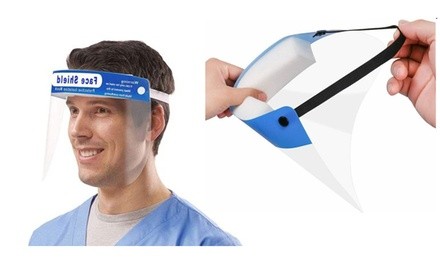 Reusable Waterproof Transparent Face Shields W/ Adjustable Band (5 or 10-Pack)