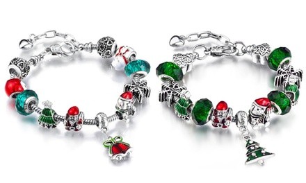 Crystal Christmas Themed Charm Bracelets Made With Swarovski Elements