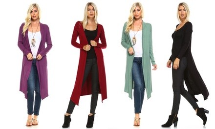 Isaac Liev Women's Extra Long Lightweight Duster Cardigan