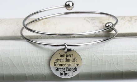 Pink Box Double-Wrap Stainless Steel Inspirational Bangles