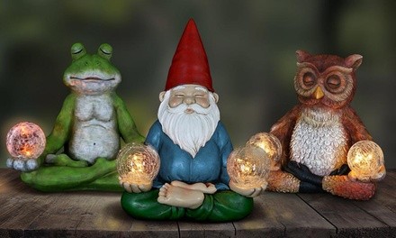 Solar LED Yoga Garden Statues - Gnome, Owl, or Frog