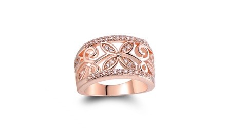 18K Rose Gold Ring with Preciosa Crystals