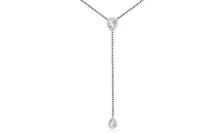 Pear Cut Lariat Crystal Necklace Made with Swarovski Elements