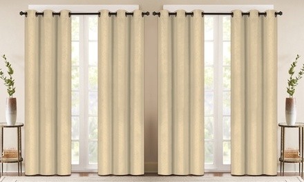 Embossed Faux Silk Blackout Curtain Panels: Multiple Sizes & Sets Available