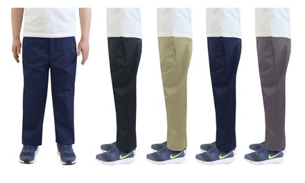Kids' Flat-Front School Uniform and Casual Pants 