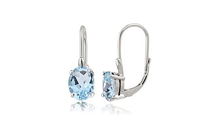 2 3/4 CTTW Genuine Blue Topaz Oval Leverback Earrings in Sterling Silver 