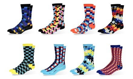 Men's Bright Colorful Dress Socks (12 Pairs)