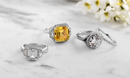 Lesa Michele 5.00-16.00 CTTW Cubic Zirconia Bridal Engagement Ring in Silver