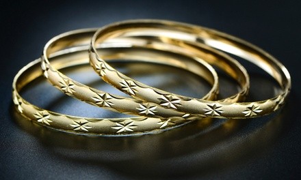 3Pc. 18K Gold Plated Starburst Bangles