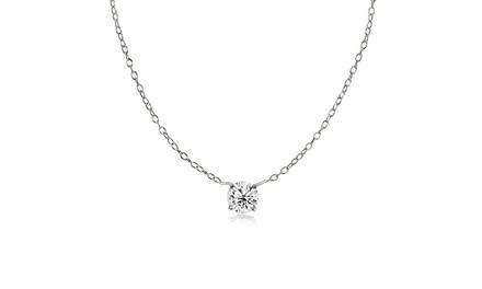 Sterling Silver Small Dainty Round Cubic Zirconia Choker Necklace