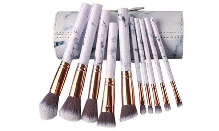 Marble Design Makeup Brushes Set with Standing Brush Holder 