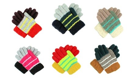 Kids' Double Layer Warm Winter Colorful Gloves (2 Pairs; 3-7 Years)