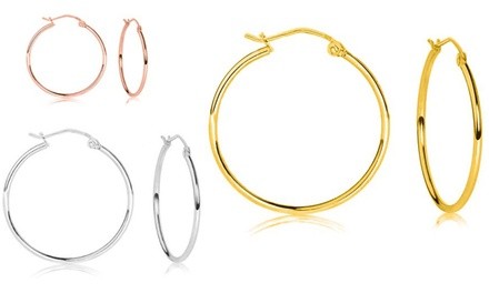 Sterling Silver 15mm, 25mm, and 35mm Classic Hoop Earrings by Verona (Set of 3)