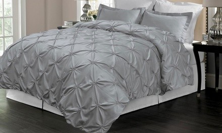 Hotel Suite Floral Pintuck Duvet Cover Set (3-Piece)