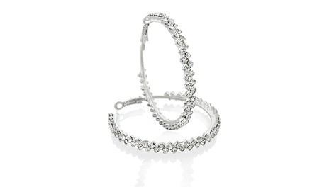 18K White Gold Plated Zig-Zag Hoop Earrings