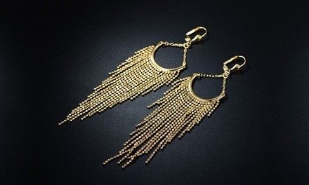 18K Gold Plated Beaded Fringe Drop & Dangle Earrings 