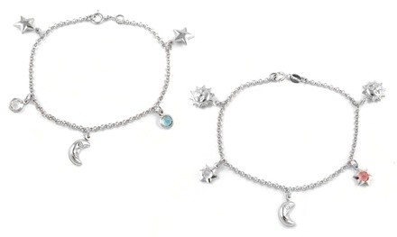 Sterling Silver Anklets Made with Swarovski Crystals by Mina Bloom