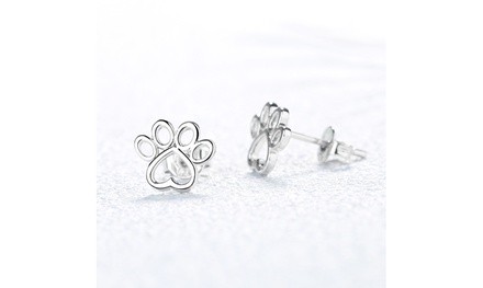 Sterling Silver Paw Stud Earrings