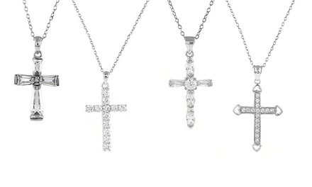 Sterling Silver Cubic Zirconia Cross Necklaces by Mina Bloom