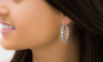 Lesa Michele 21 CTTW Hoop Earrings Made With Swarovski Elements (3 Options)