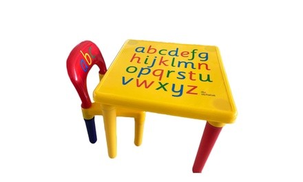 2 PSC Children Kids Play Letter Education Learning Table and Chair Set
