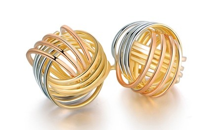 Tri-Tone Knot Stud Earrings in 18K Gold