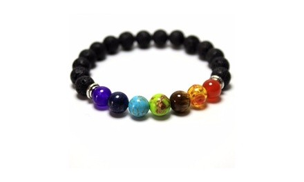 7 Genuine Chakra Healing Natural Stone Adjustable Bead Bracelet