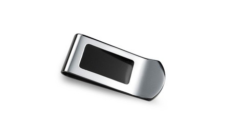 Bling Jewelry Modern Black Enamel Stainless Steel Mens Money Clip