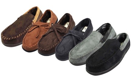 Norty Men's Memory Foam Moccasin Slippers in Medium Widths