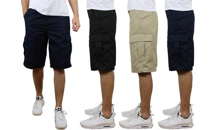 2-Pack Men's Non-Belted Premium Cotton Blend Cargo Shorts (Sizes 30–42)