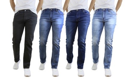 Men's Classic or Stone-Washed Straight Leg Stretch Jeans (30–40; 3-Pack)