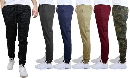 Galaxy By Harvic Men's Cotton-Stretch Twill Joggers or Chinos (S-2XL)