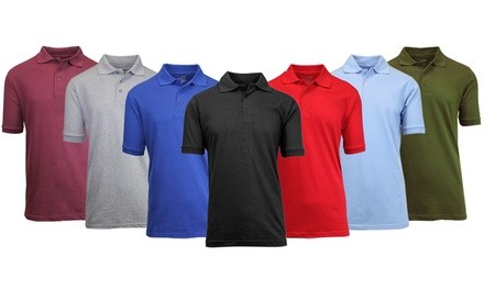 Men's Comfort Poly Tech Pique Polos (4-Pack; M-3XL)