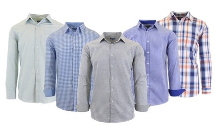Galaxy By Harvic Men's Long Sleeve Slim-Fit Printed Dress Shirt (S-2XL)
