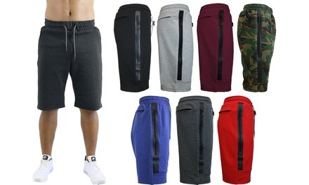 Men's Slim-Fit Tech Fleece Lounge Shorts with Long Zipper Pocket