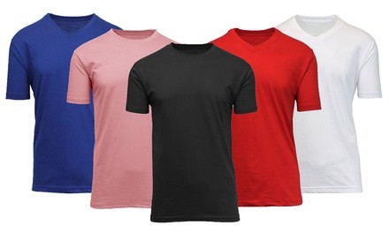 3-Pack Men's Short Sleeve V-Neck or Crew Neck Cotton Tees (S-6XL)