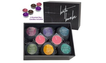 Body Essentials Organic Bath Bomb and Candle Set (12-Piece)