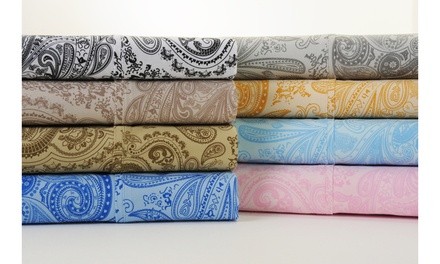 1200-Thread-Count Cotton-Rich Bibb Home Paisley Sheet Set (6-Piece)