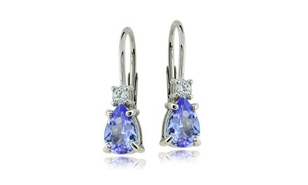 1 cttw Tanzanite & White Topaz Teardrop Leverback Earrings