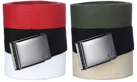 Mio Marino Men's Military-Like Web Belt with Bottle-Opener Buckle