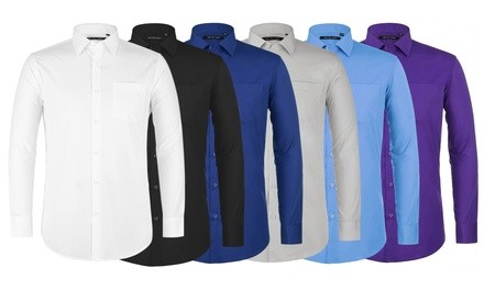 Verno Men's Classic-Fit Long-Sleeve Cotton Dress Shirts (3-Pack)