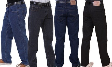 Maxxsel Oscar Jeans Men's 5-Pocket Straight Leg Washed Jeans (Sizes 30-54)