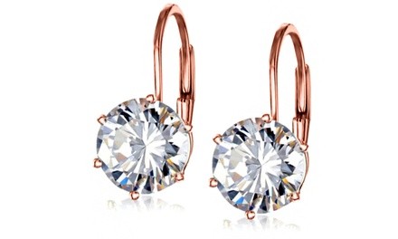 4.00 CTTW Swarovski Crystal Leverback Earrings in 18k Rose Gold Plating by Mina Bloom