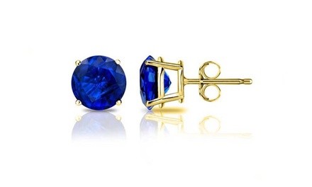 14K Yellow Gold Sapphire 2.00 CTTW Stud Earrings by Valencia Gems