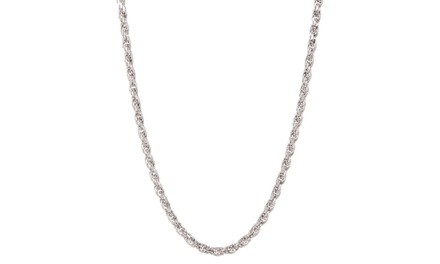 Unisex Sterling Silver Diamond-Cut Italian Made Rope Chain Necklace