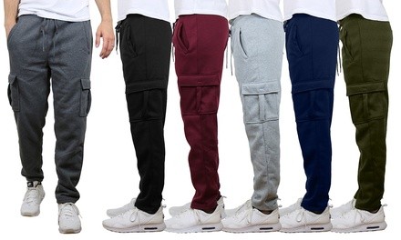 3-Pack Men's Cargo Fleece Jogger or Open Bottom Sweatpants (S-2XL)