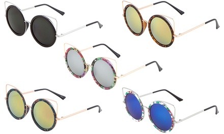 LUXE Women's Metal Cat-Eye Sunglasses