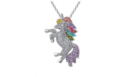 Unicorn Pendant Children's Day Color Pony Necklace 925 Silver Jewelry