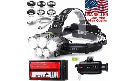 250000LM 5X T6 LED Headlamp Rechargeable Head Light Flashlight Torch Lamp