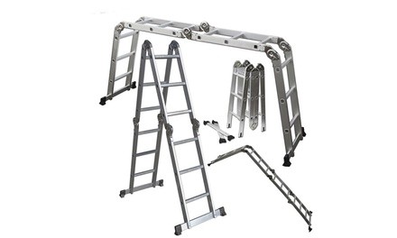 12.5 ft 330lbs Folding Aluminum Multi Purpose Telescopic Extension Ladder